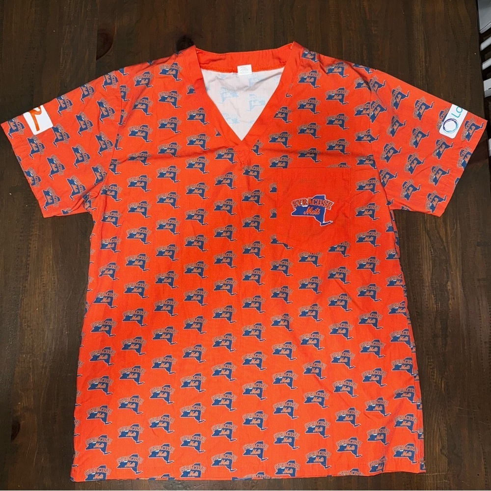 Syracuse Mets Scrub Top All Over Print 93Q Women’s Size Large Extremely Rare!